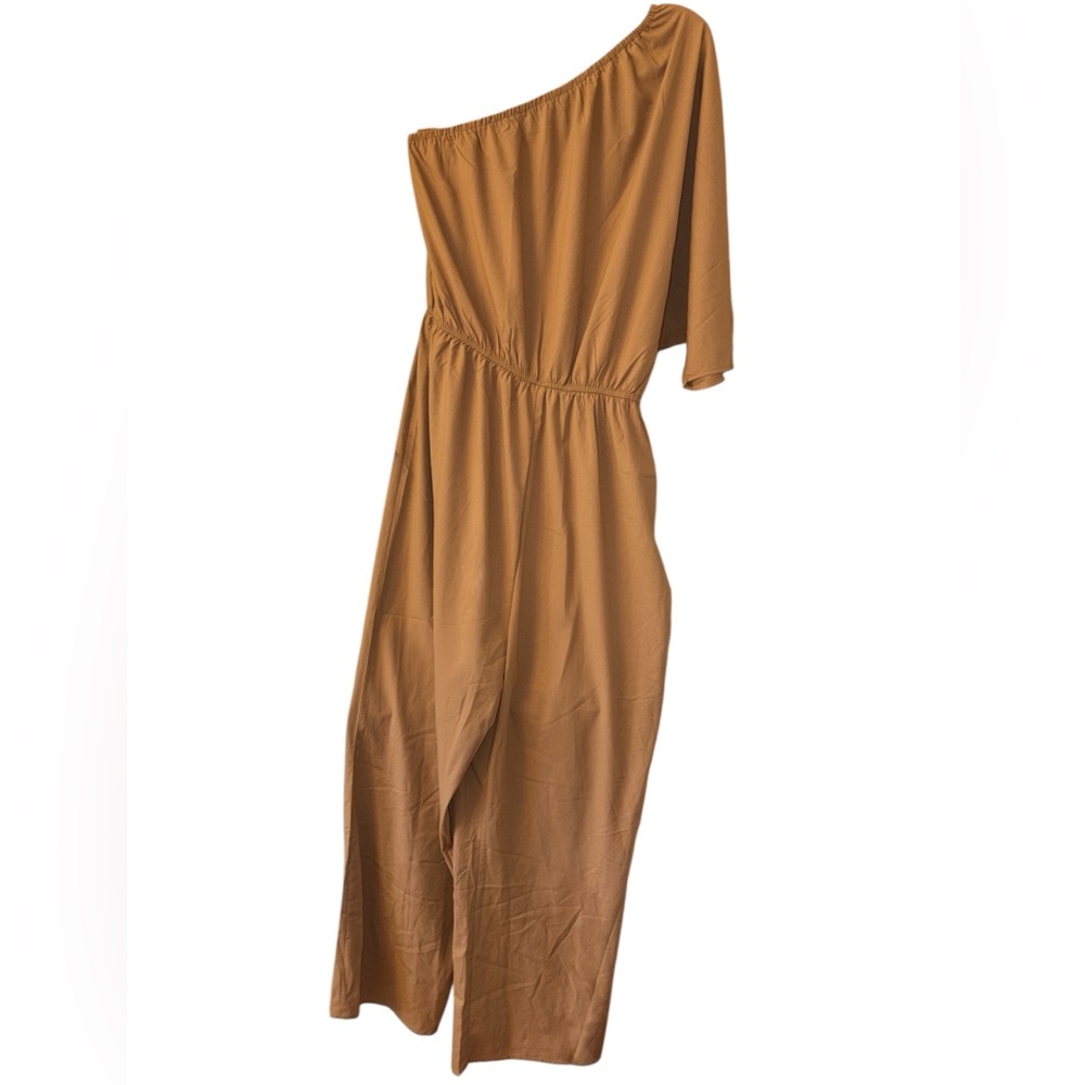 Andree by Unit jumpsuit one shoulder/sleeve elastic waist wide leg Size 1X NWT